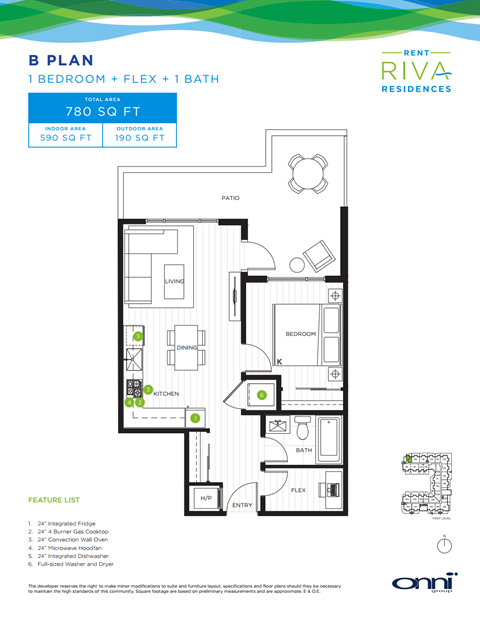 Floor plan for 1 bed, 1 bath, 590 sqft